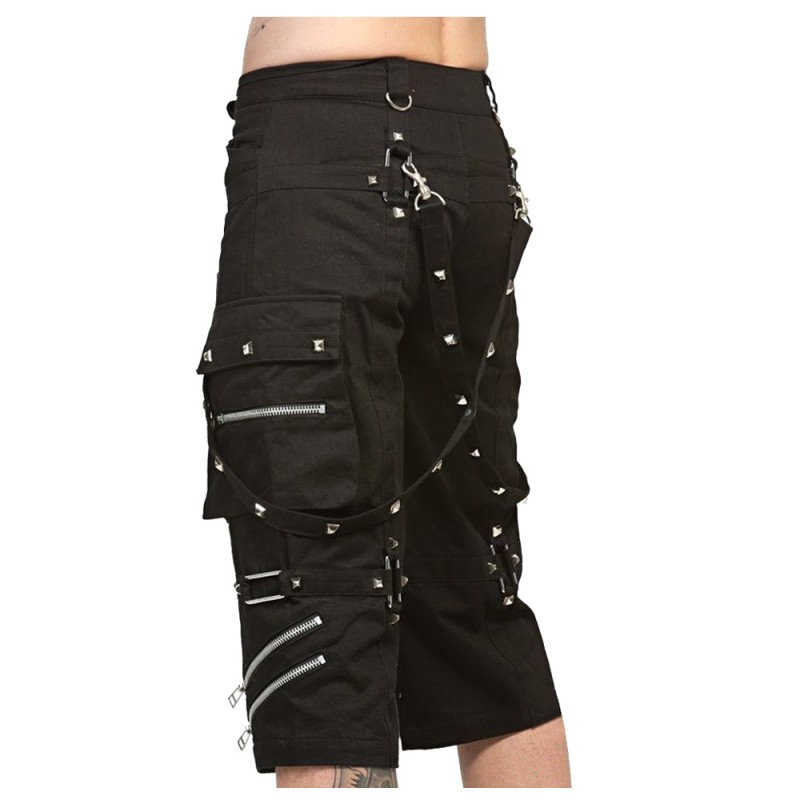 Gothic Metallic Shorts With Metal Decorations